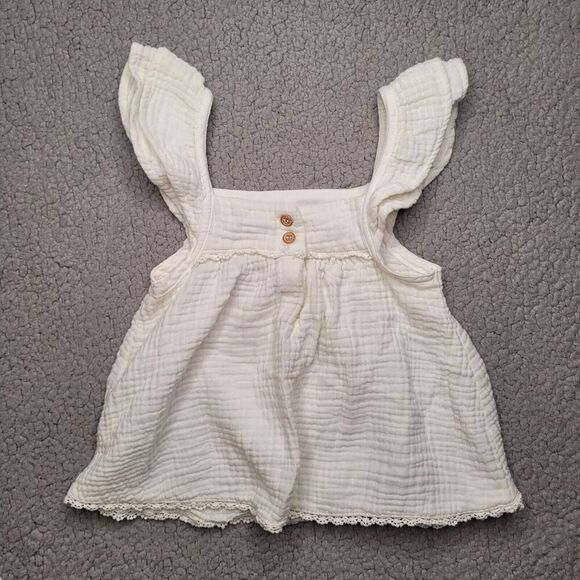 Tahari Dress Girls 3T Cream Textured Lace Floral Embroidery Lace Summer Vacation - Picture 3 of 5